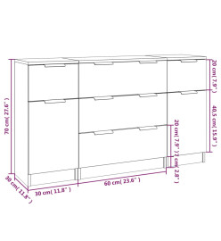 Ensemble de buffets 3 pcs Chêne marron Bois d'ingénierie