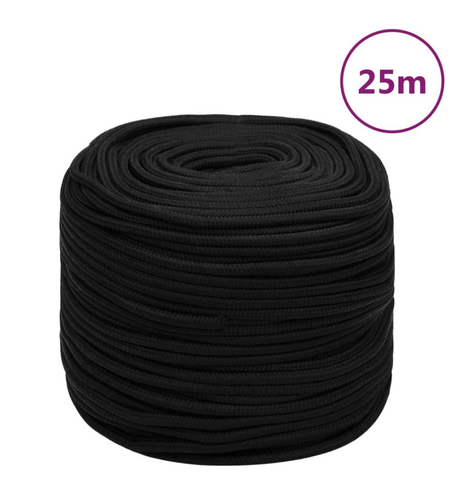 Corde de travail Noir 10 mm 25 m Polyester