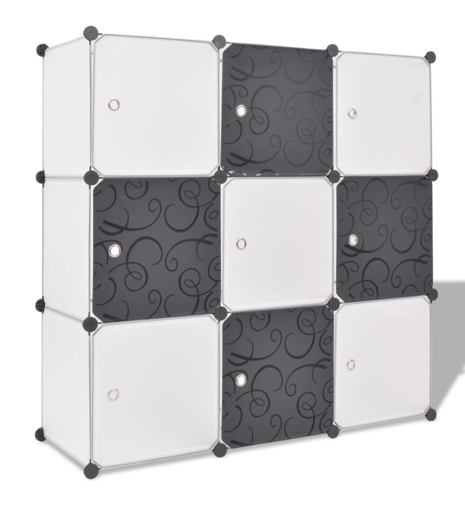 Organisateur de rangement cube avec 9 compartiments Noir/Blanc