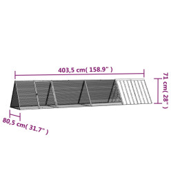 Clapier Anthracite 403,5x80,5x71 cm Acier galvanisé