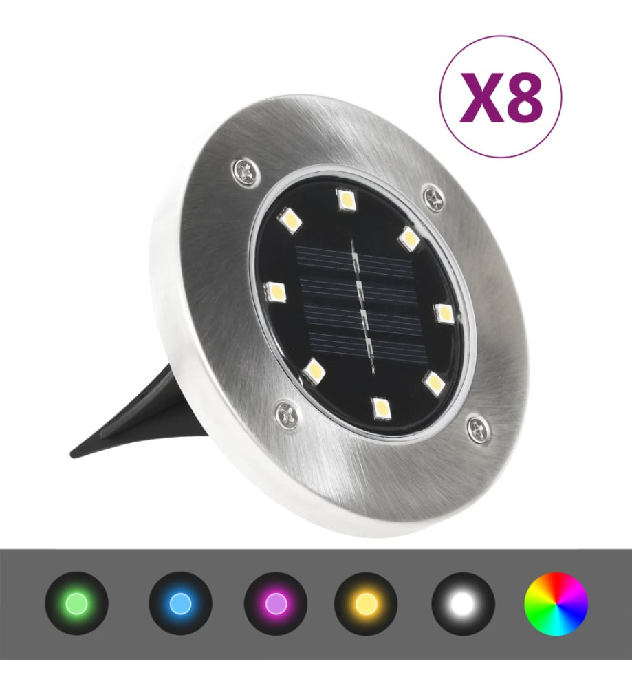 Lampes solaires de sol 8 pcs Lumières LED couleur RVB