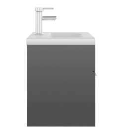 Armoire d'évier avec lavabo intégré Gris brillant Aggloméré