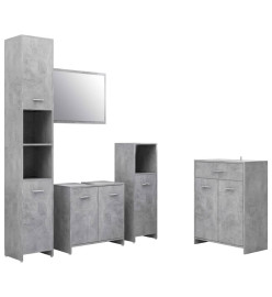 Ensemble de meubles de salle de bain 4 pcs Gris béton