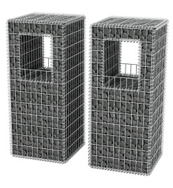 Jardinière/Poteau de panier gabion 2 pcs Acier 50x50x120 cm