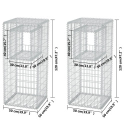 Jardinière/Poteau de panier gabion 2 pcs Acier 50x50x120 cm