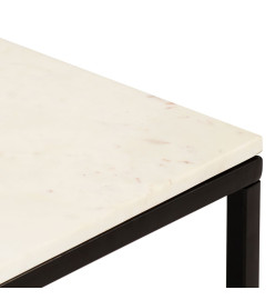 Table basse Blanc 40x40x35 cm Pierre véritable texture marbre