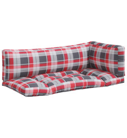 Coussins de palette 3 pcs motif à carreaux rouge tissu