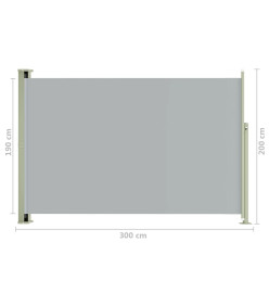 Auvent latéral rétractable de patio 200x300 cm Gris