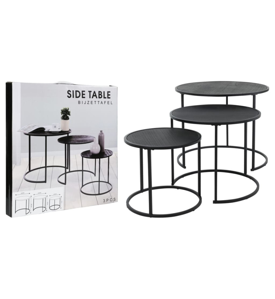 H&S Collection Ensemble de tables d'appoint 3 pcs noir