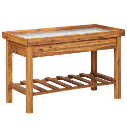 Table de jardin avec dessus en zinc Bois solide d'acacia