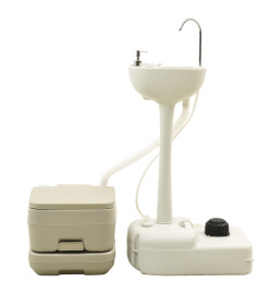 Toilette portable de camping 10+10L et support à lave-mains 20L