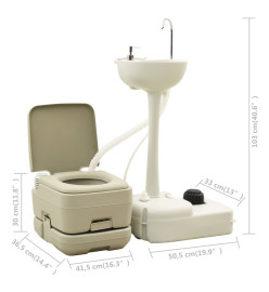 Toilette portable de camping 10+10L et support à lave-mains 20L