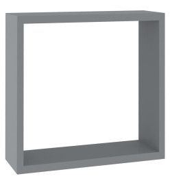 Étagères murales sous forme de cube 3 pcs Gris MDF