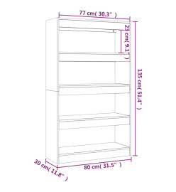 Bibliothèque/Séparateur de pièce Noir 80x30x135 cm Aggloméré