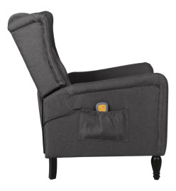 Fauteuil de massage inclinable Gris foncé Tissu