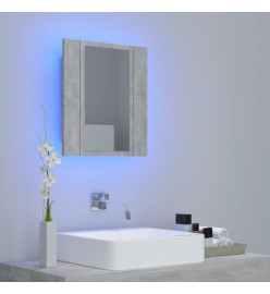 Armoire de salle de bain à miroir LED Gris béton Acrylique