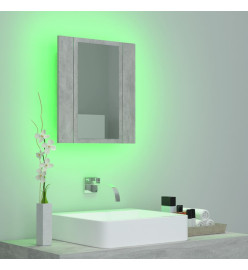 Armoire de salle de bain à miroir LED Gris béton Acrylique