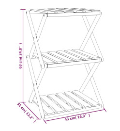 Étagère pliable à 3 niveaux Marron 43x31x63 cm Bois d'acacia