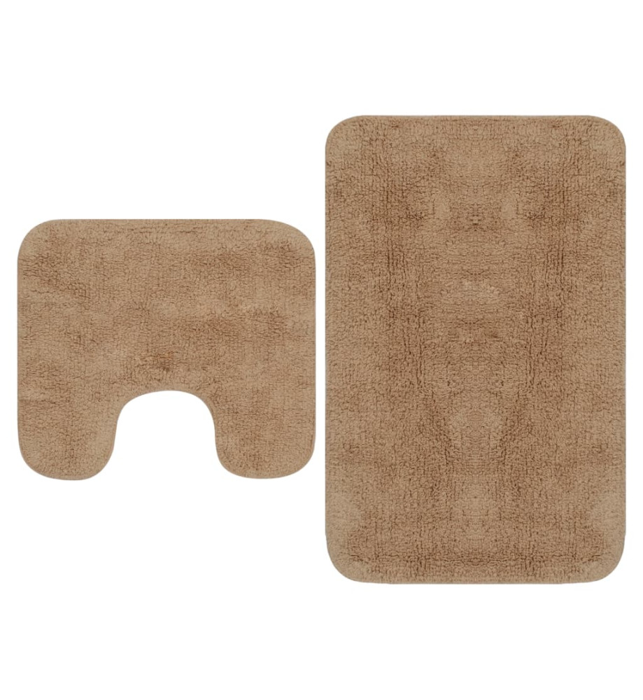 Tapis de salle de bain 2 pcs Tissu Beige