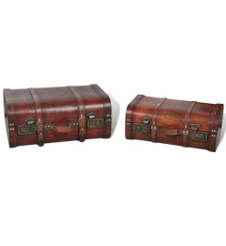 Coffre de rangement vintage Bois Marron 2 pcs