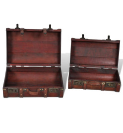 Coffre de rangement vintage Bois Marron 2 pcs