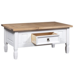 Table basse Pin mexicain Gamme Corona Blanc 100x60x45 cm