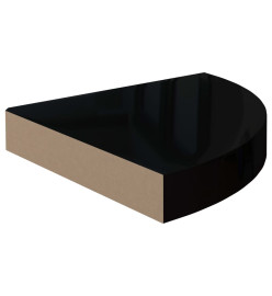 323889  Floating Corner Shelf High Gloss Black 25x25x3,8 cm MDF