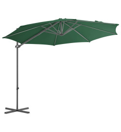 Parasol en porte-à-faux avec mât en acier Vert 300 cm