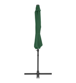 Parasol en porte-à-faux avec mât en acier Vert 300 cm