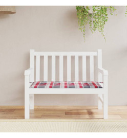 Coussin de banc de jardin motif à carreaux rouges 120x50x3 cm
