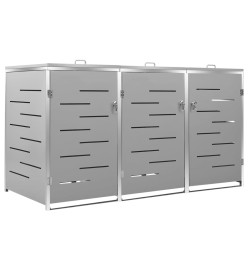 Abri pour trois poubelles 207x77,5x115 cm Inox