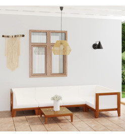 Salon de jardin 6 pcs avec coussins Bois d'acacia solide