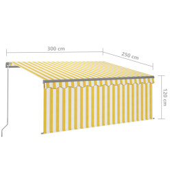 Auvent manuel rétractable avec store 3x2,5 m Jaune et blanc