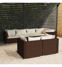 Salon de jardin 7 pcs avec coussins Marron Résine tressée