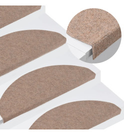 Tapis d'escalier autocollants 15 pcs 65x22,5x3,5 cm Beige