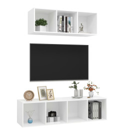 Ensemble de meuble TV 2 pcs Blanc Aggloméré