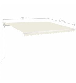 Auvent manuel rétractable avec poteaux 4x3,5 m Crème