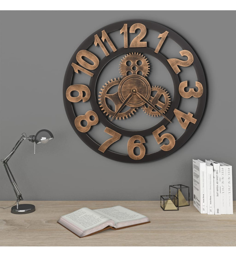 Horloge murale Métal 58 cm Doré et noir