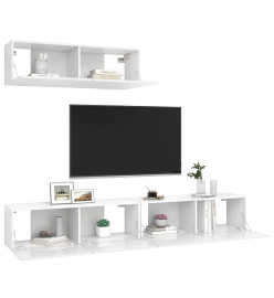 Meubles TV 3 pcs Blanc brillant Aggloméré