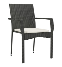 Mobilier à dîner de jardin et coussins 5pcs Noir Résine tressée