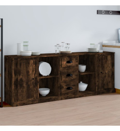 Buffets 3 pcs Chêne fumé Bois d'ingénierie