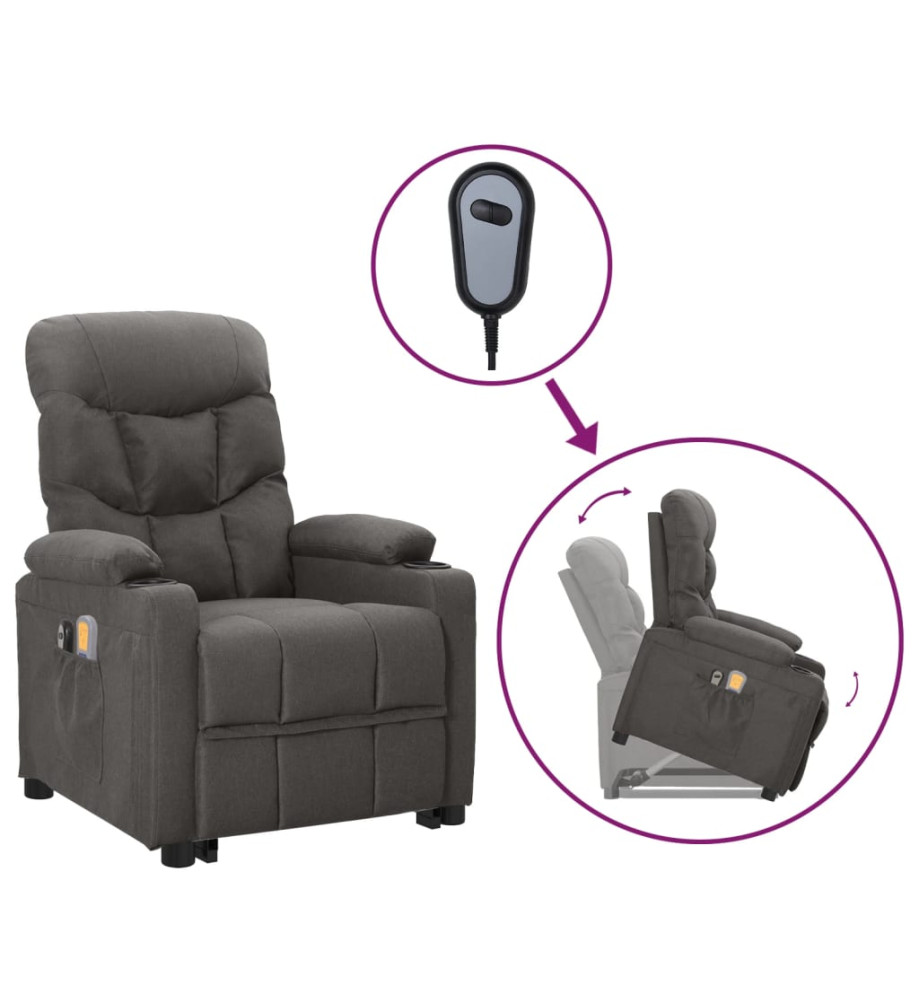 Fauteuil de massage inclinable Gris foncé Tissu