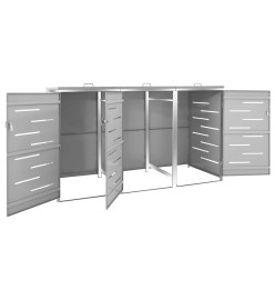 Abri pour trois poubelles 207x77,5x115 cm Inox