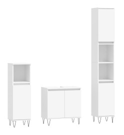 Ensemble de meubles salle de bain 3 pcs blanc bois d'ingénierie