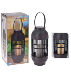 ProGarden Lampe solaire à LED Rotin avec bougie Noir