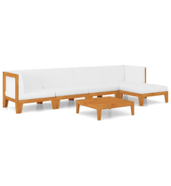 Salon de jardin 6 pcs avec coussins Bois d'acacia solide
