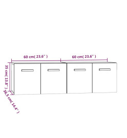 Armoires murales 2 pcs Blanc brillant 60x36,5x35 cm