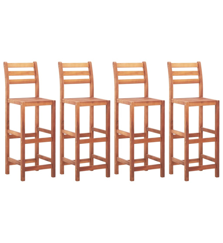 Chaises de bar lot de 4 bois d'acacia solide