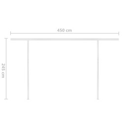 Auvent manuel rétractable avec poteaux 4,5x3,5 m Bleu et blanc