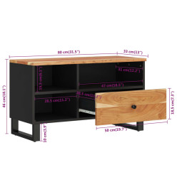 Meuble TV 80x33x46 cm bois d'acacia solide et bois d'ingénierie